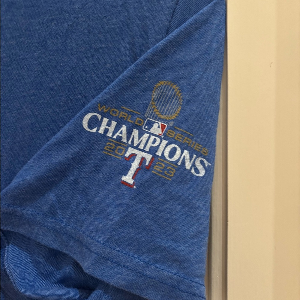 Texas Rangers #53 Garcia Blue and Red Short Sleeve Tee - Picture 4 of 5